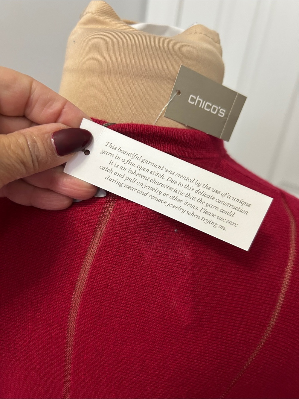 Chicos’s Shadow Stripe Ruana Renaissance Red - Picture 5 of 9